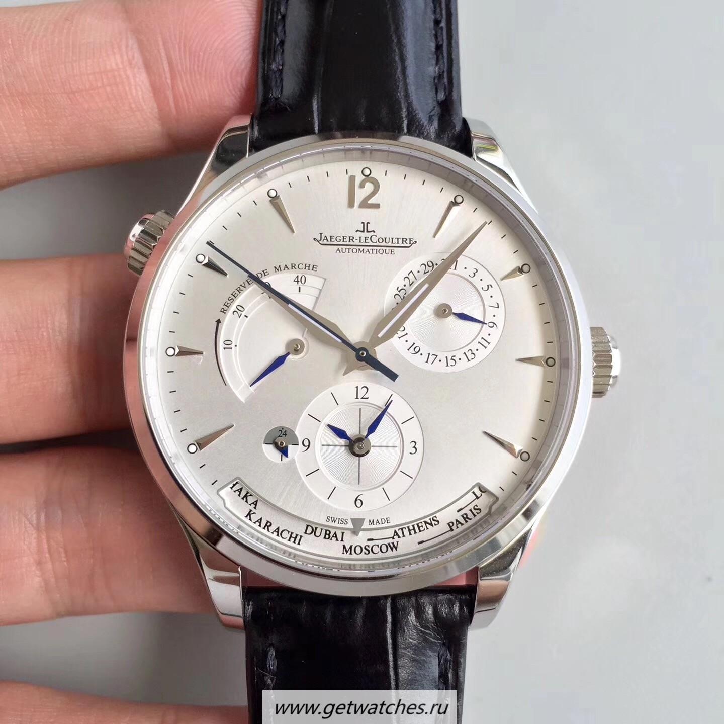 High Quality Jaeger-LeCoultre Master Geographic Steel 1428421 BF SS Silver Dial Caliber 939A/1