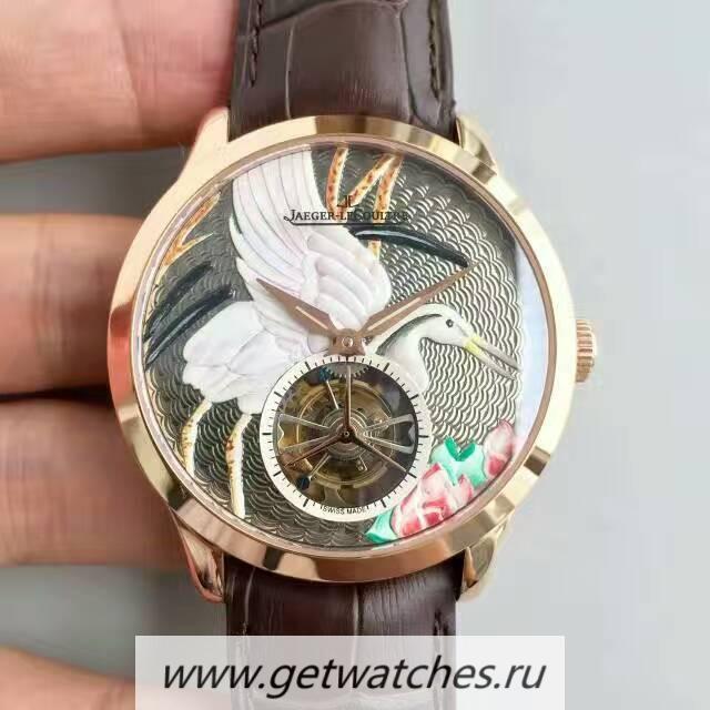 High Quality Jaeger-LeCoultre Master Grand Tourbillon Enamel Q16634E6 Noob Factory Rose Gold Bird Dial Tourbillon