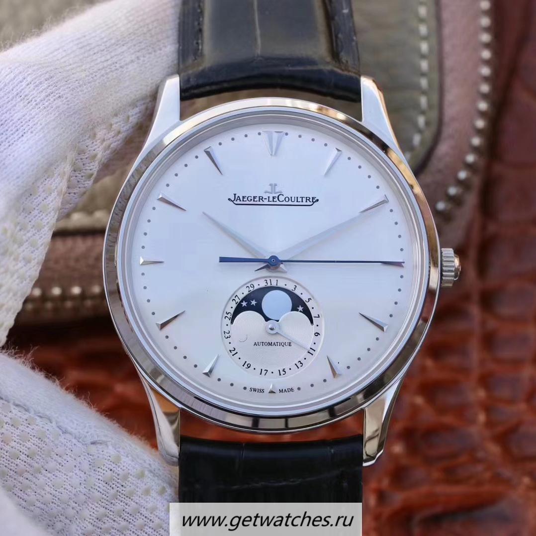 Fake Jaeger-LeCoultre Master Ultra Thin Moon 1368420 ZF SS Silver Dial JLC 925