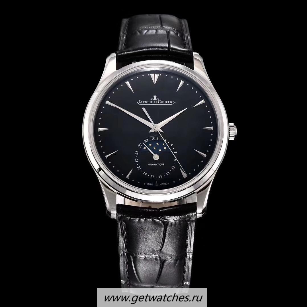High Quality Jaeger-LeCoultre Master Ultra Thin Moon 1368470 GF SS Black Dial JLC 925