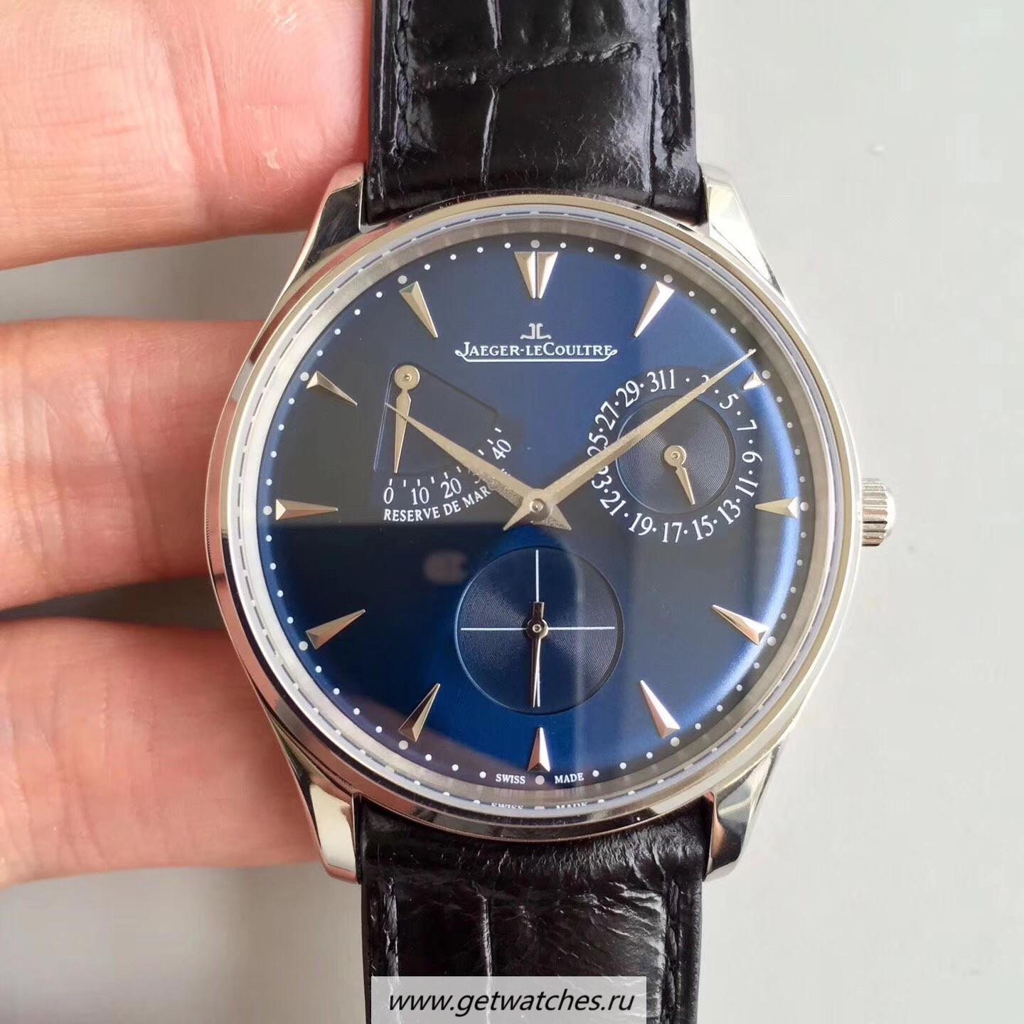 Fake Jaeger-LeCoultre Master Ultra Thin Reserve de Marche 1378480 Noob Factory SS Blue Dial Caliber 938