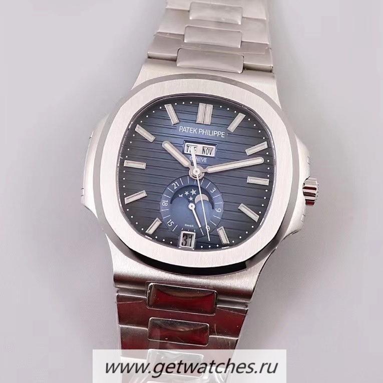 Copy Pat*k Phi1i*pe Nautilus Annual Calendar Moonphase 5726 GRF V2 SS Blue Dial 324