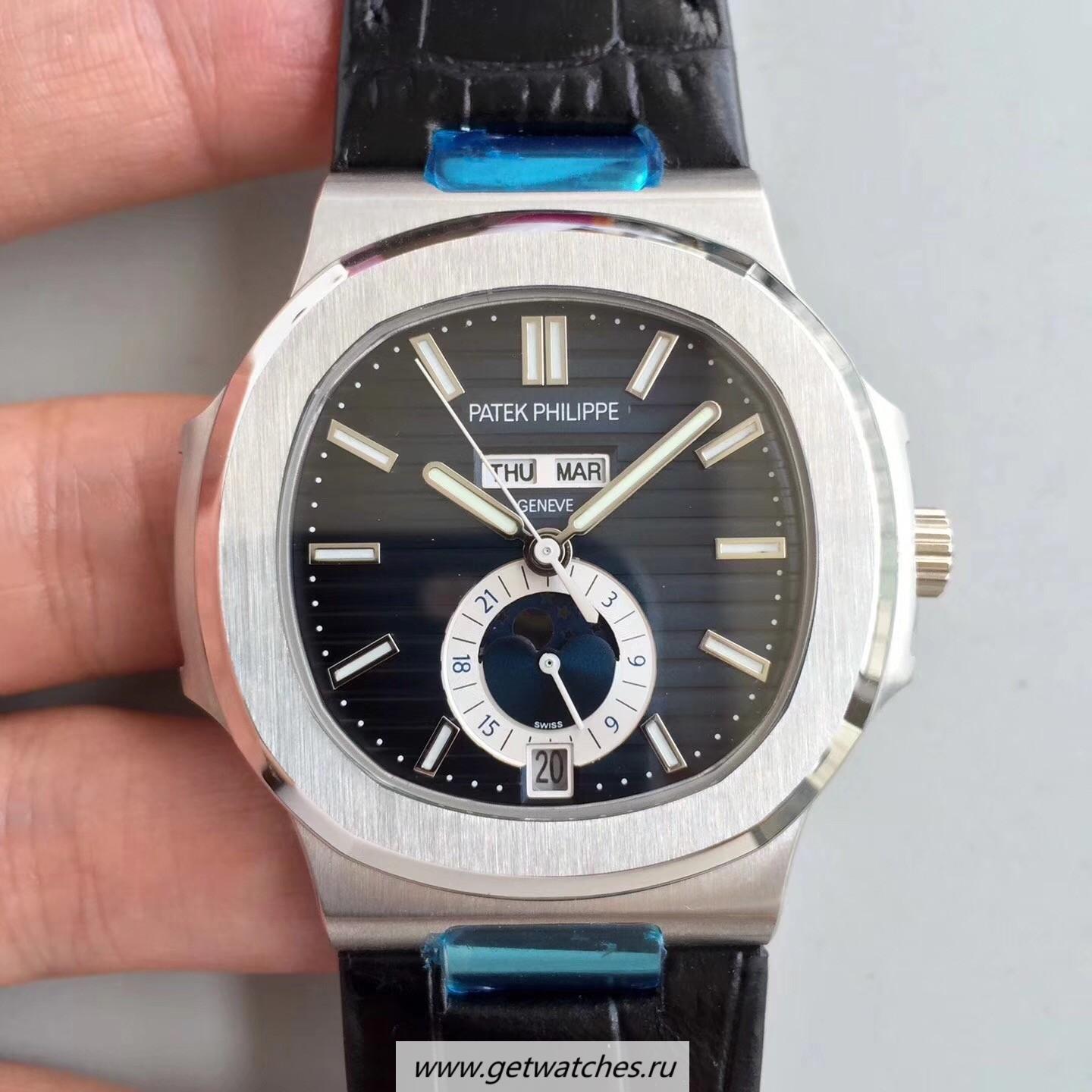 Perfect Replica Pat*k Phi1i*pe Nautilus Annual Calendar Moonphase 5726A KMF V2 SS Blue Dial 324 S QA LU 24H/303