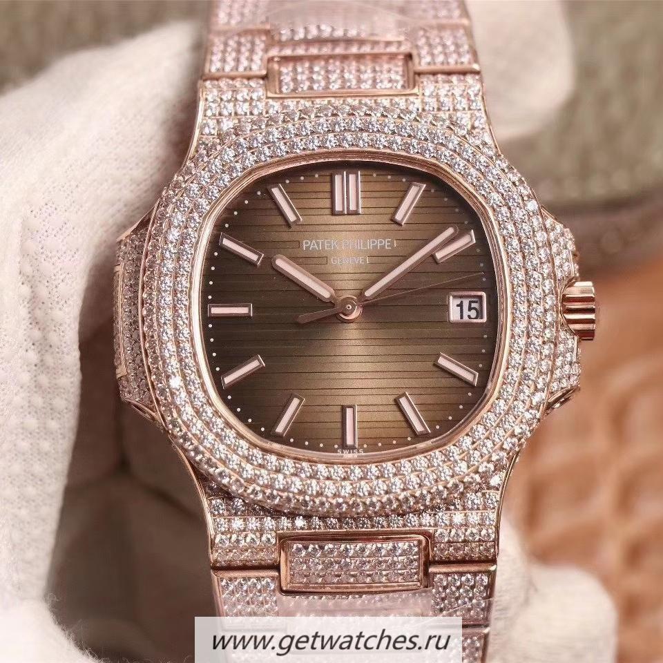 Best Price Pat*k Phi1i*pe Nautilus Jumbo 5711 R8F Rose Gold & D1am0nds Brown Dial 324SC