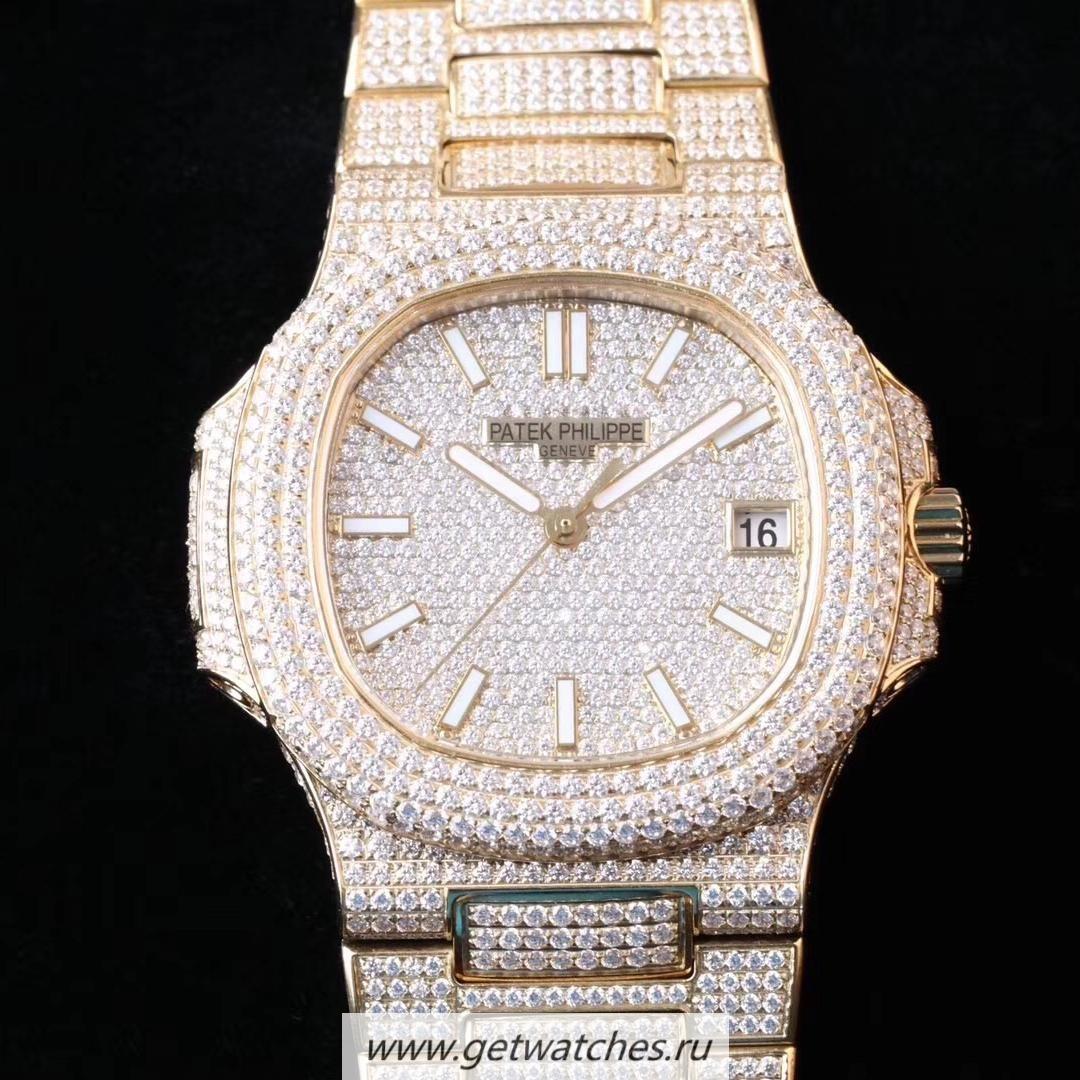 Replica Pat*k Phi1i*pe Nautilus Jumbo 5719/10G-010 Noob Factory V2 Yellow Gold & D1am0nds D1am0nd Dial 324SC