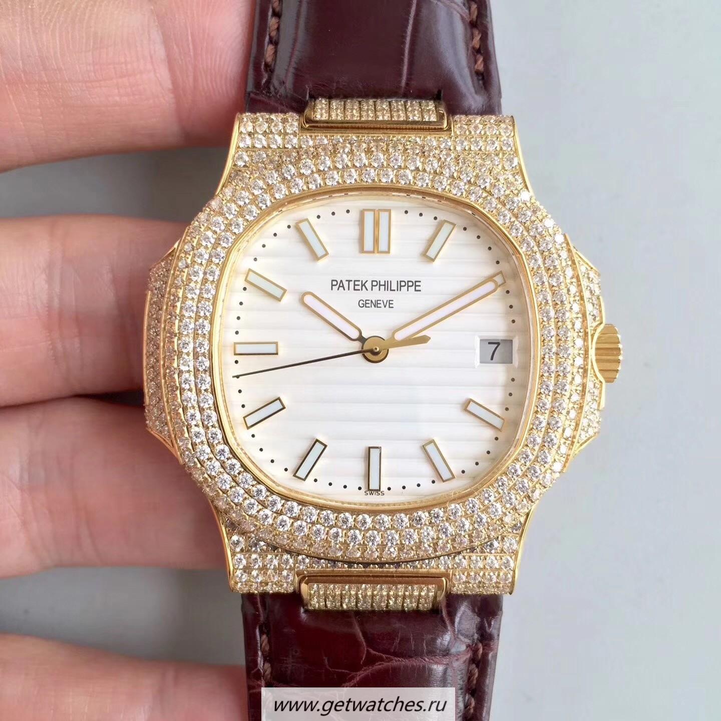 Perfect Replica Pat*k Phi1i*pe Nautilus Jumbo 5719/1G-001 2018 Noob Factory Yellow Gold & D1am0nds White Dial 324SC