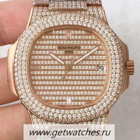 Copy Pat*k Phi1i*pe Nautilus Jumbo 5719/1G-001 DMF Rose Gold & D1am0nds D1am0nds Dial 324SC