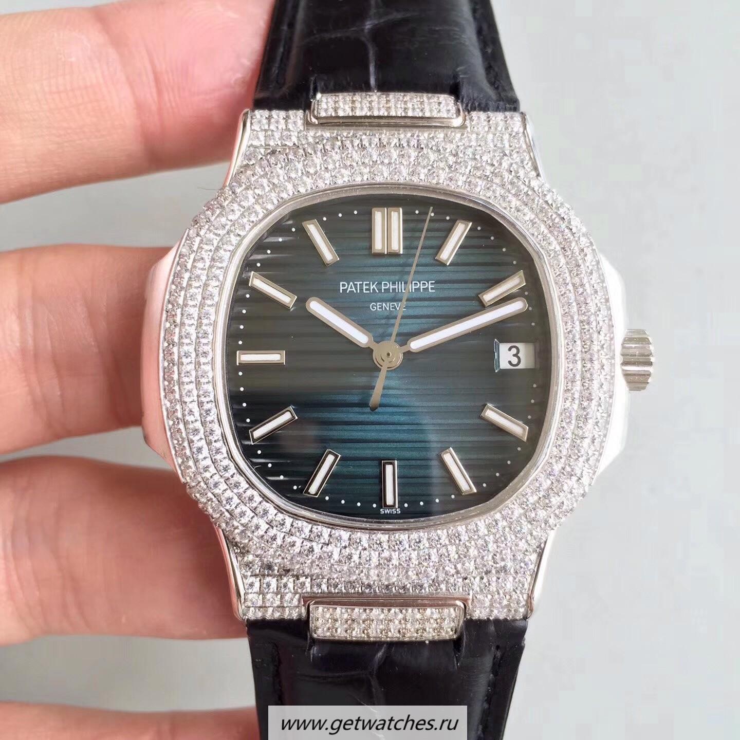 Perfect Replica Pat*k Phi1i*pe Nautilus Jumbo 5719/1G-001 MKF SS & D1am0nds Blue Dial 324SC