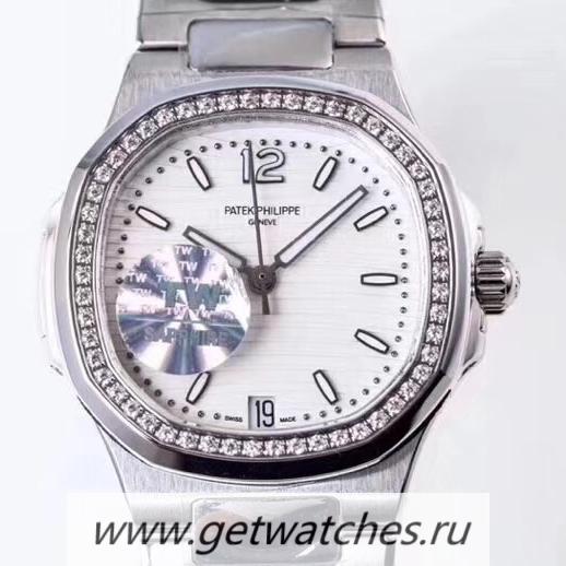 Perfect Replica Pat*k Phi1i*pe Nautilus Ladies 7018/1A-001 TWF SS & D1am0nds White Dial 324SC