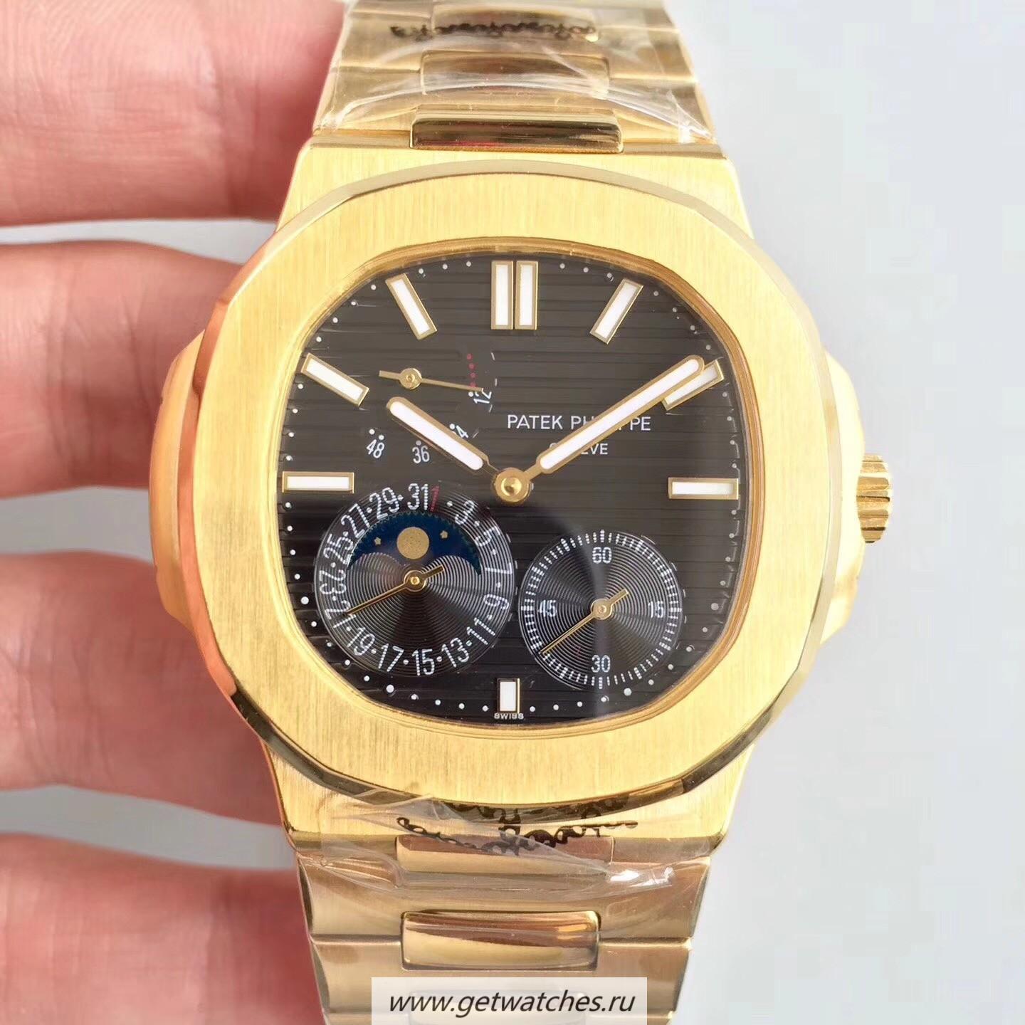 NEW Replica Pat*k Phi1i*pe Nautilus Moonphase 5712R-001 Noob Factory Yellow Gold Black Dial 240 PS IRM C LU