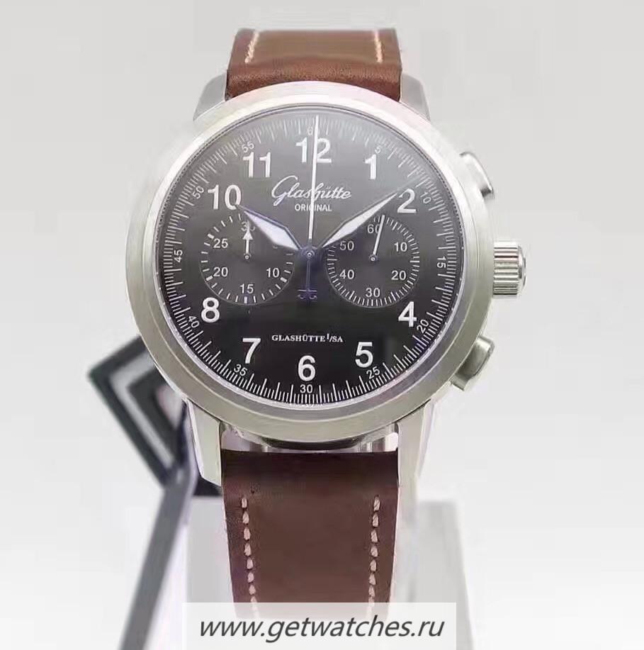 NEW Replica Glashutte Original Senator Chrono XL 1-39-34-20-42-04 GF SS Black Dial Caliber 39-34