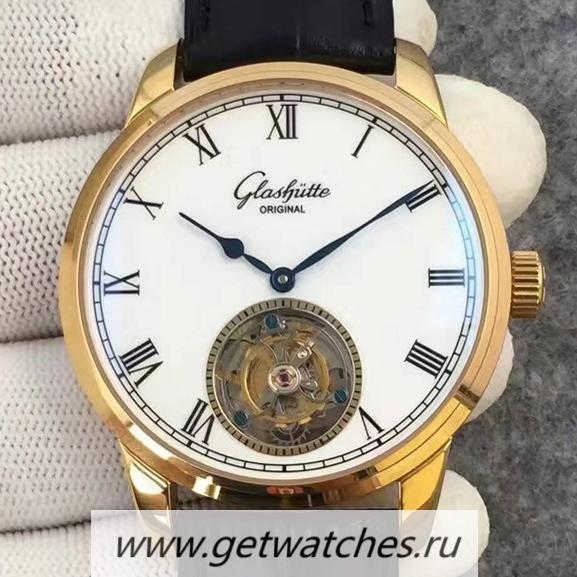 Copy Glashutte Original Senator Excellence Tourbillon Yellow Gold White Dial Tourbillon