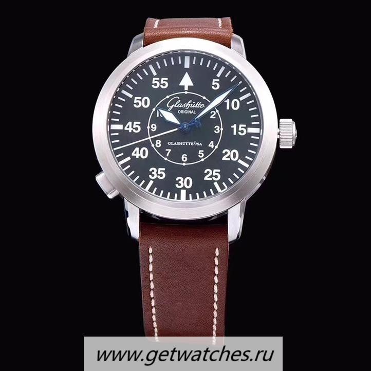 Best Price Glashutte Original Senator Navigator 100-09-07-04-04 GF SS Black Dial Caliber 100-09