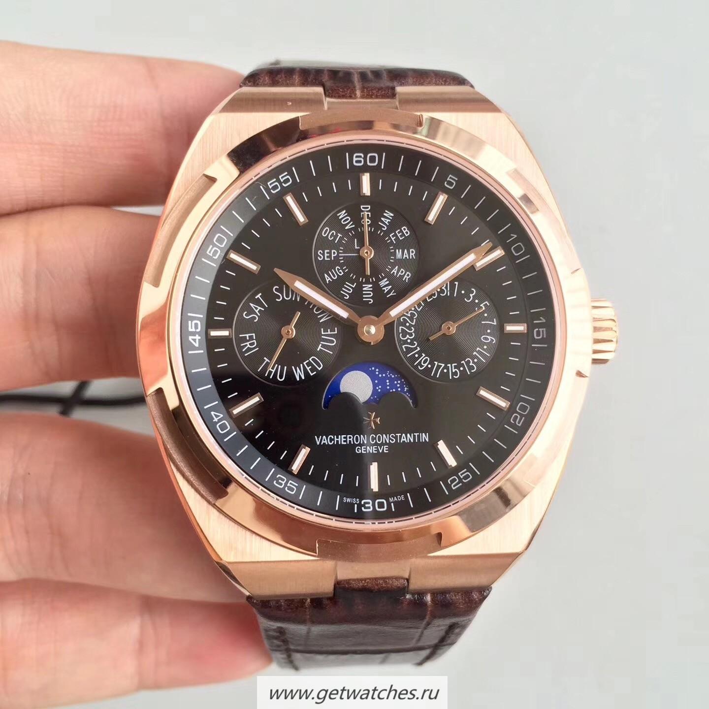 Fake Vacheron C0nstan1n Overseas Ultra Thin Perpetual Calendar 4300V/120G-B102 BF Rose Gold Black Dial 1120 QP