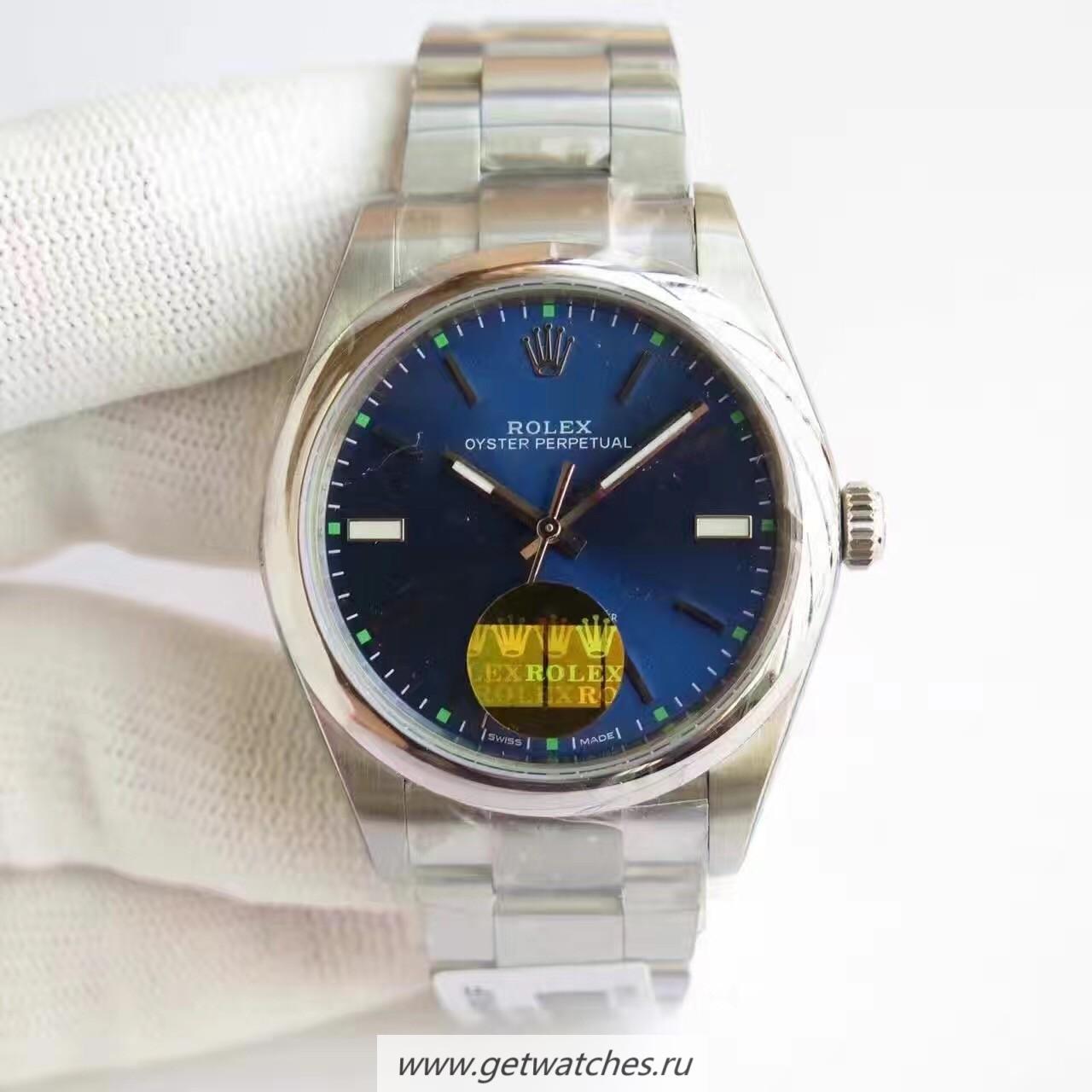 Fake R01ex Oyster Perpetual 34 114300 2018 UBF SS Blue Dial 2836