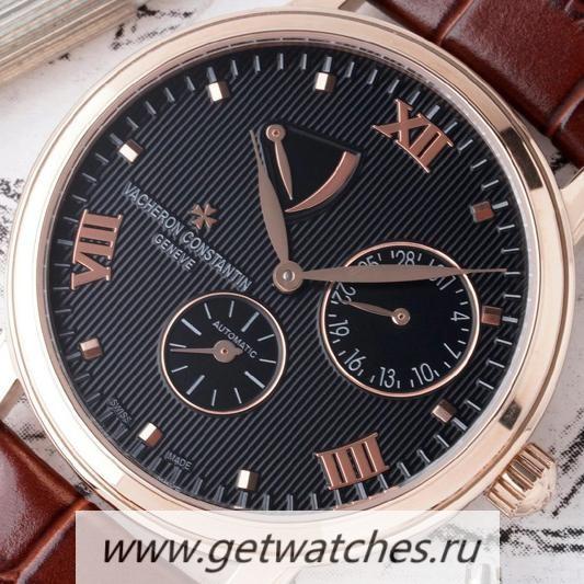 Copy Vacheron C0nstan1n Patrimony Power Reserve TWAF Rose Gold Black Dial 23J
