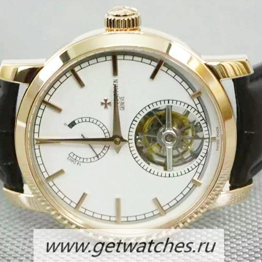 NEW Replica Vacheron C0nstan1n Patrimony Tourbillon 24K Rose Gold Plated White Dial Tourbillon