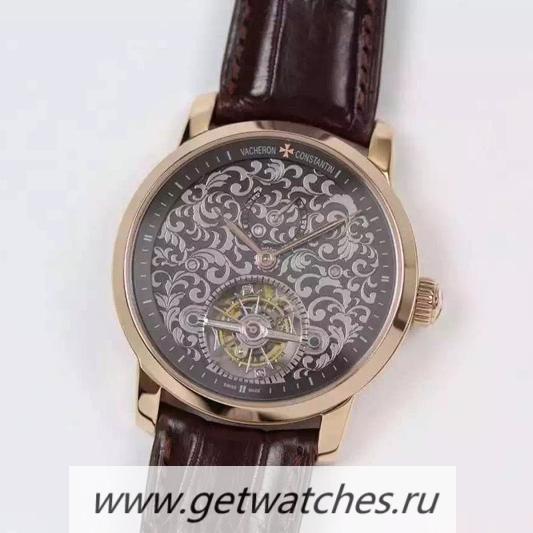 NEW Replica Vacheron C0nstan1n Patrimony Tourbillon Rose Gold Black Dial Tourbillon