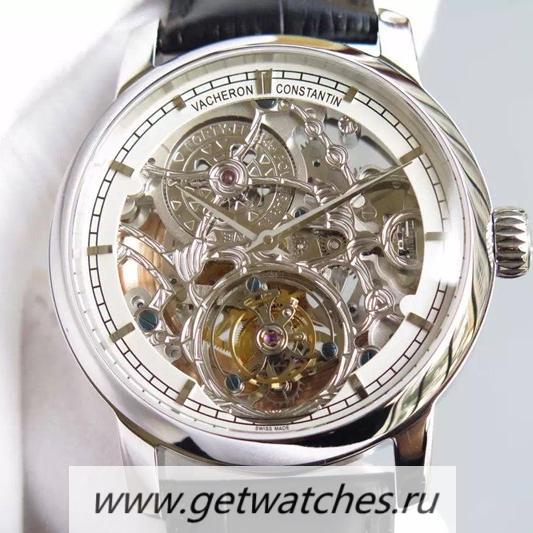 Replica Vacheron C0nstan1n Patrimony Tourbillon SS Skeleton & White Dial Tourbillon