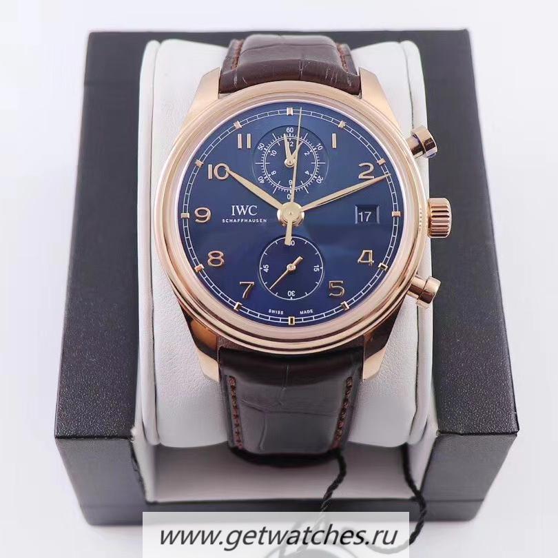 High Quality IWC Portugieser Chrono Classic IW390305 ZF Rose Gold Blue Dial 7750