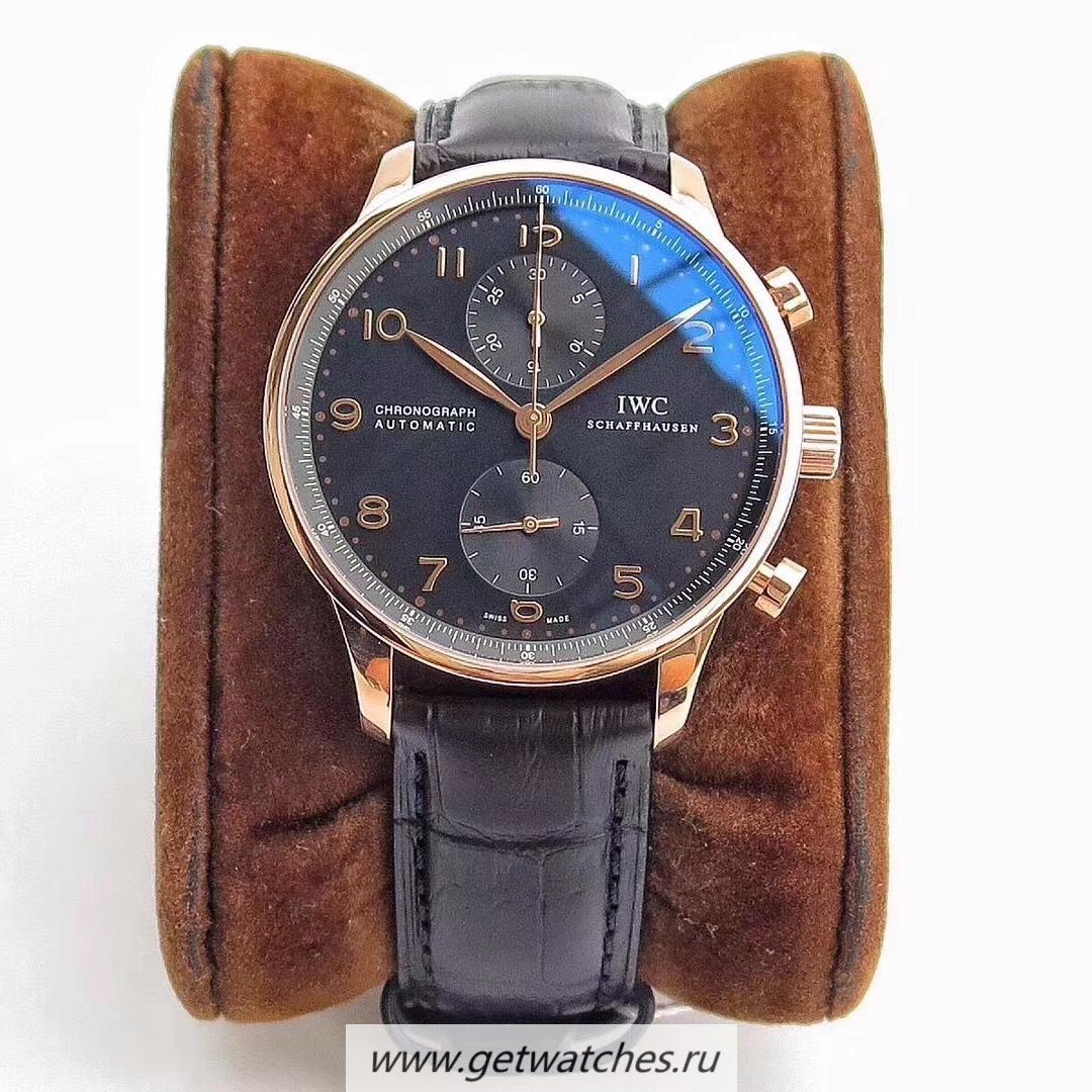 Copy IWC Portugieser Chrono IW371482 ZF V2 Rose Gold Black Dial 7750