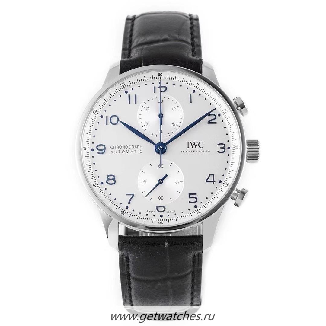 Shop IWC Portugieser Chrono IW371605 ZF SS Silver Dial Blue Markers 69355