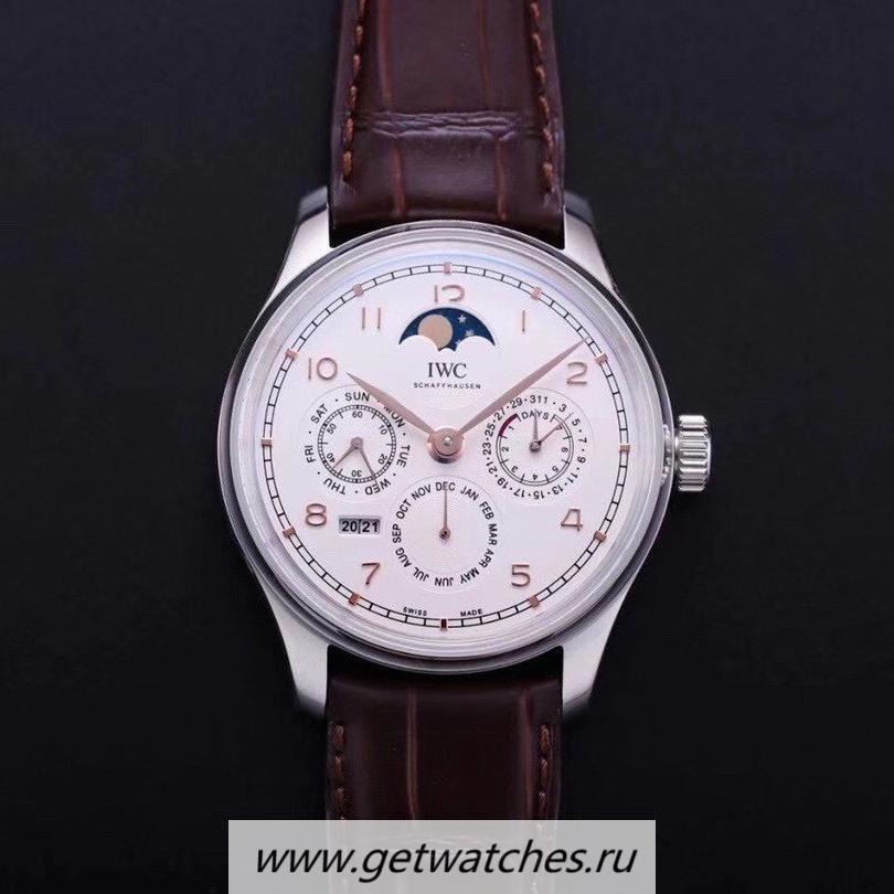 Replica IWC Portugieser Perpetual Calendar IW503401 V9F SS White Dial Gold Markers 52610