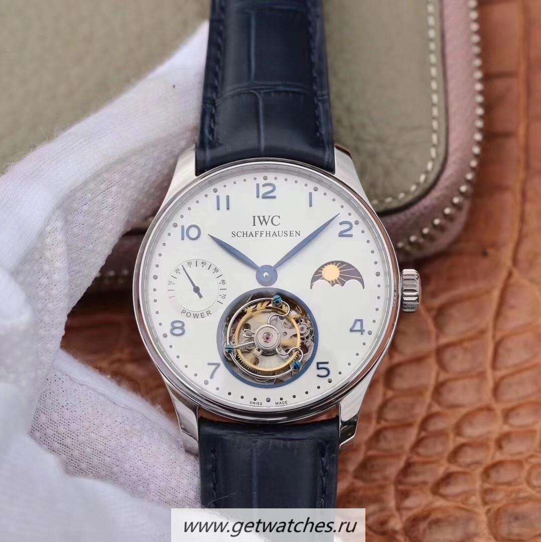 Copy IWC Portugieser Tourbillon Power Reserve Moonphase Noob Factory V2 SS White Dial Tourbillon