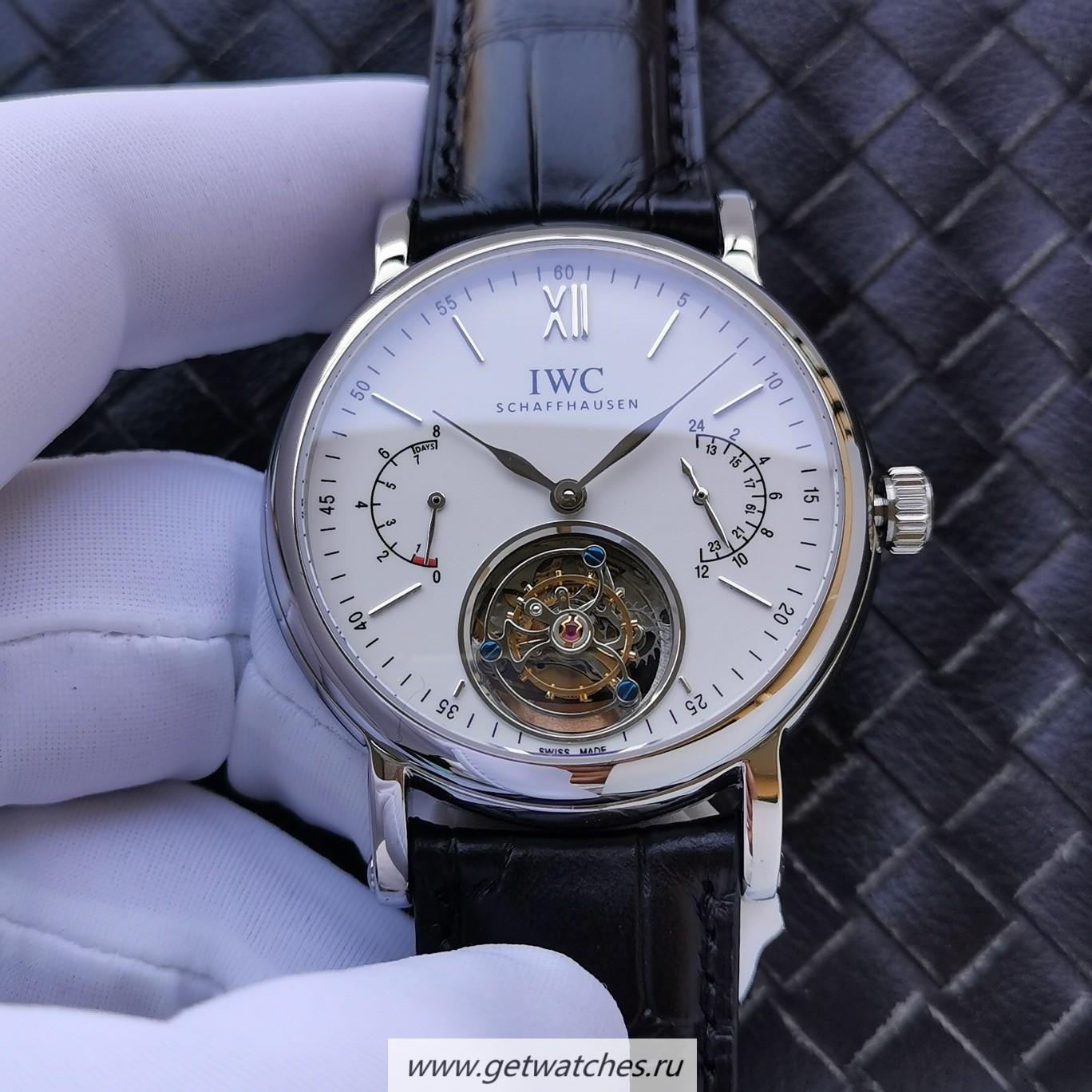 High Quality IWC Portugieser Tourbillon Power Reserve Noob Factory SS White Dial Tourbillon