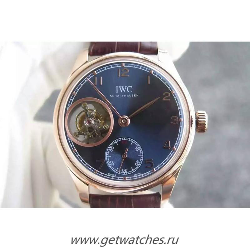 Fake IWC Portuguese Tourbillon IW5463 YLF Rose Gold Blue Dial 63783
