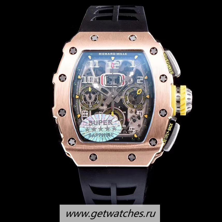 Perfect Replica Richard Mille RM011-03 KVF Rose Gold & Titanium Black Dial 7750