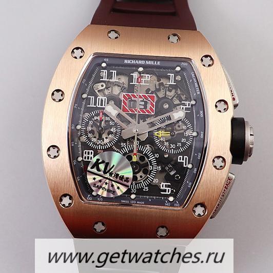 Fake Richard Mille RM011 Chrono KVF Rose Gold Black Dial 7750 V3