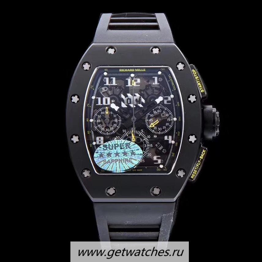 Copy Richard Mille RM011-FM KVF White Ceramic Black Dial 7750