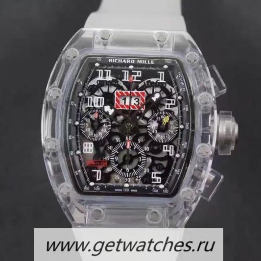 Perfect Replica Richard Mille RM011-FM Shappire Black & Skeleton Dial 7750