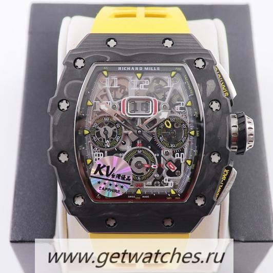 NEW Replica Richard Mille RM011 NTPT Chrono KVF Forged Carbon Black Dial 7750 V2