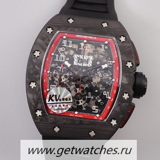 Best Price Richard Mille RM011 NTPT Chrono KVF Forged Carbon Red Dial 7750 V2