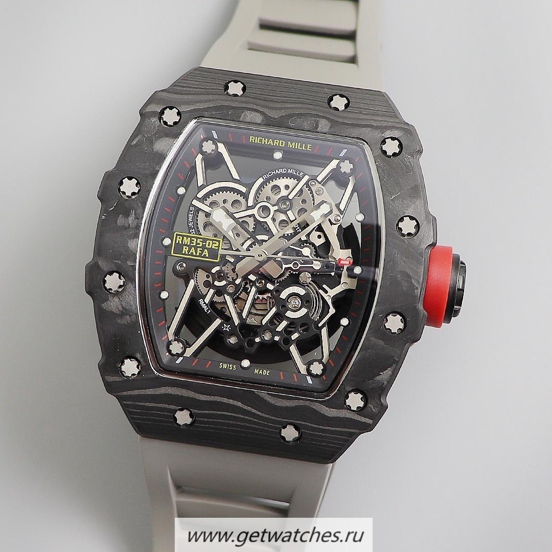 Perfect Replica Richard Mille RM035-02 Rafa Nadal KVF V3 Forged Carbon Black Dial Grey Strap M8215