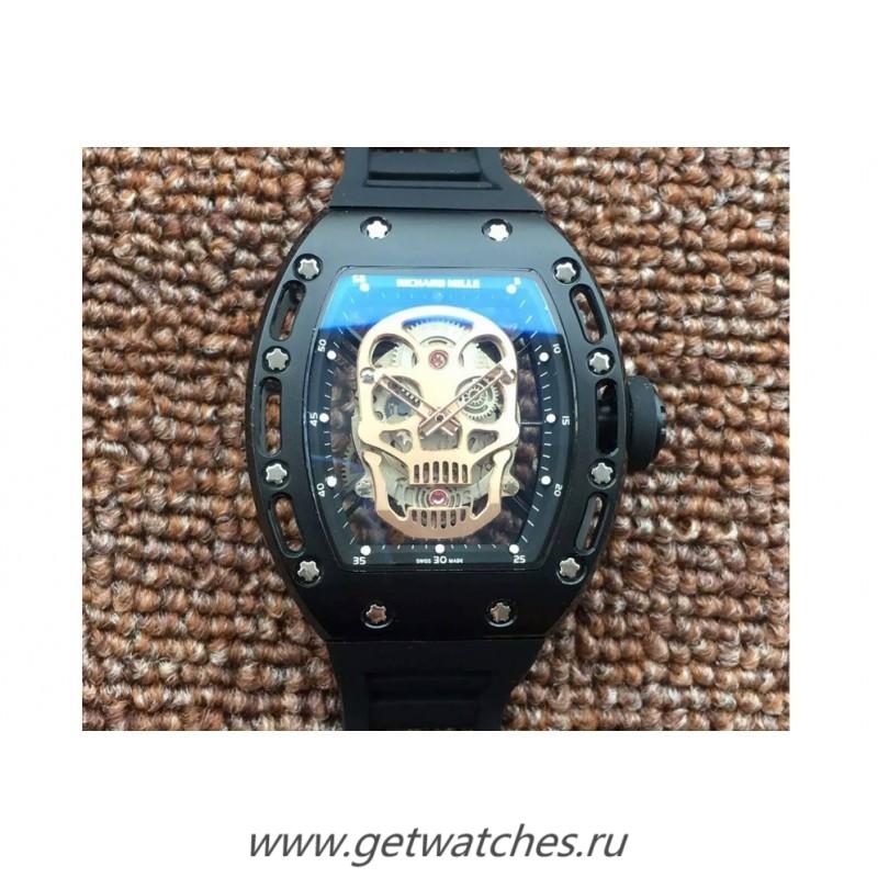 Fake Richard Mille RM052 PVD Rose Gold Skull Dial M6T51