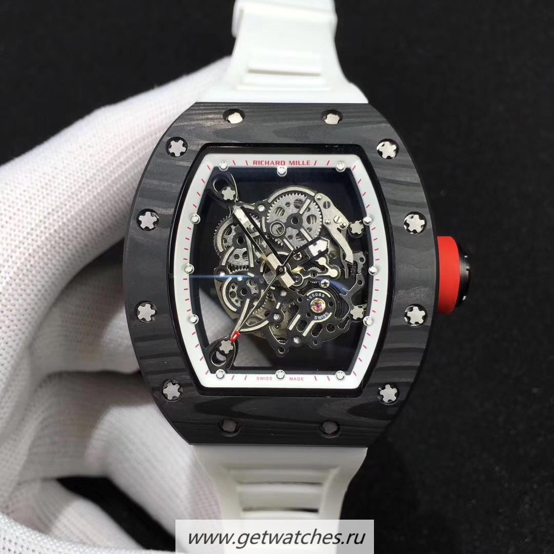 Replica Richard Mille RM055 Bubba Watson KVF V2 Forged Carbon White Dial M8215