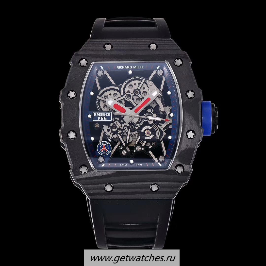 Best Price Richard Mille RM35-01 Paris Saint Germain KVF V2 Forged Carbon Black Dial M8215