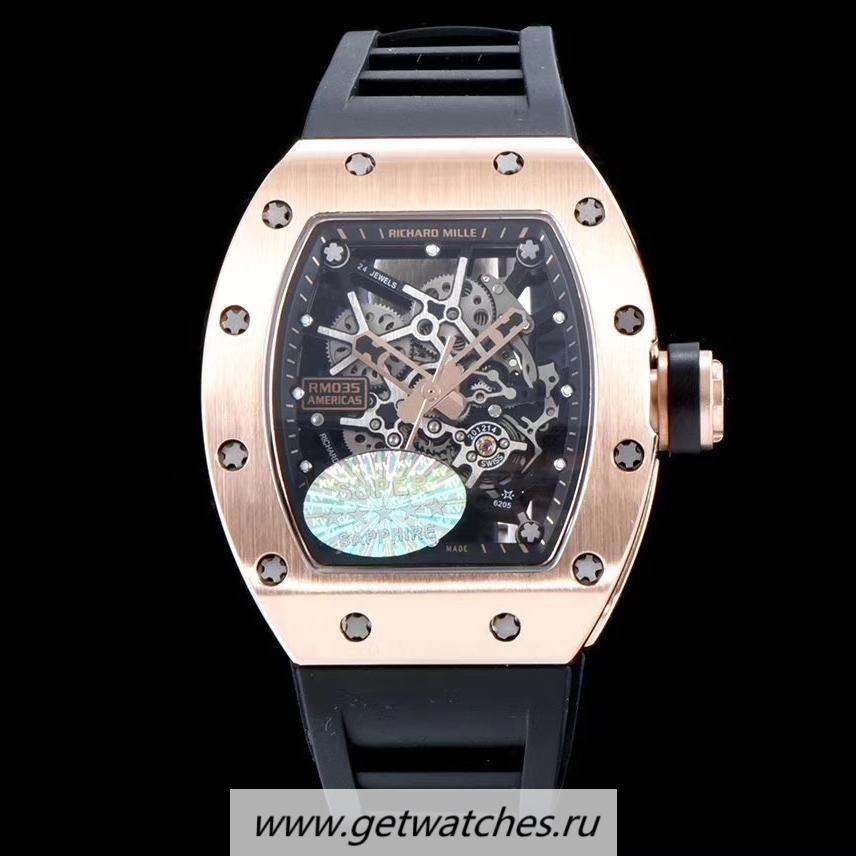 Fake Richard Mille RM35 Americas KVF V2 Rose Gold Black Dial M8215