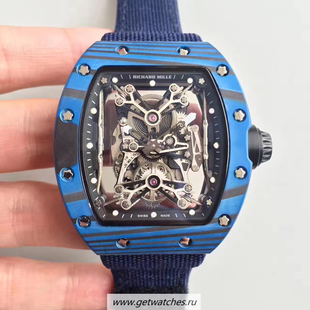 Perfect Replica Richard Mille RM50-27-01 NTPT KVF Blue Forged Carbon Black & Skeleton Dial M9015