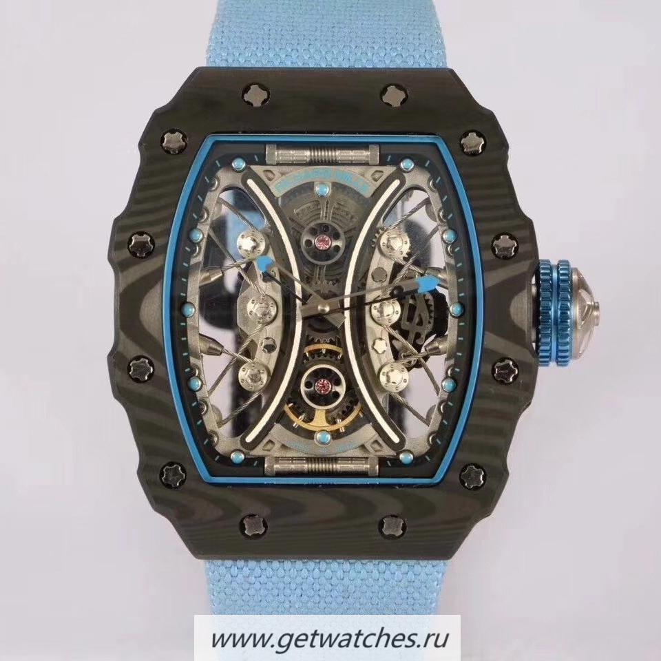 Fake Richard Mille RM53-01 Tourbillon Pablo Mac Donough KVF Forged Carbon Skeleton Blue Dial M9015