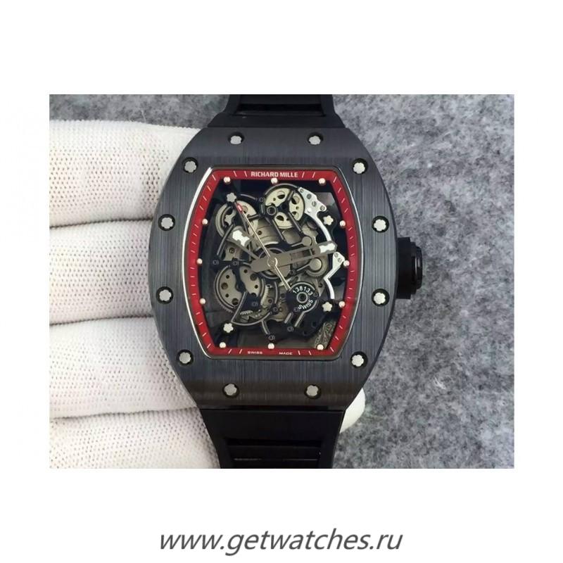 Fake Richard Mille RM55 Black Ceramic Red Skeleton Dial M8215