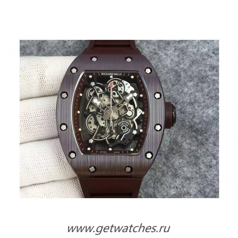 Replica Richard Mille RM55 Brown Ceramic Brown Skeleton Dial M8215