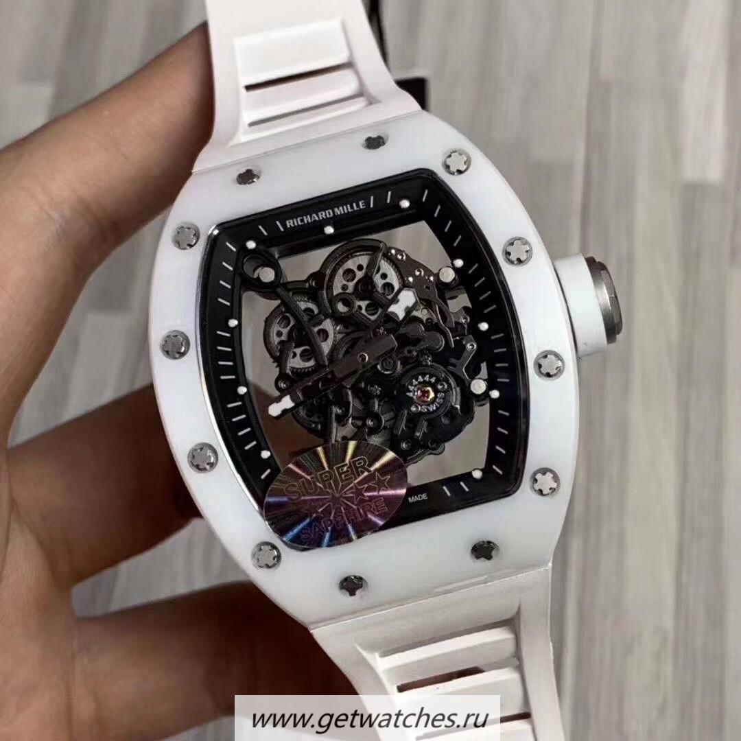 Replica Richard Mille RM55 KVF White Ceramic Skeleton Dial M8215