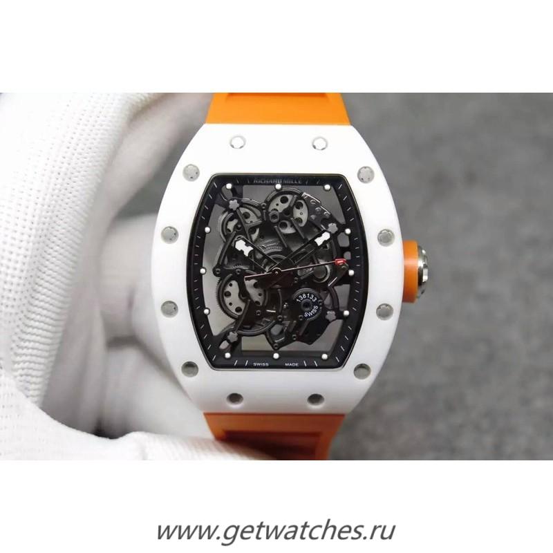 Copy Richard Mille RM55 White Ceramic Black Skeleton Dial M8215