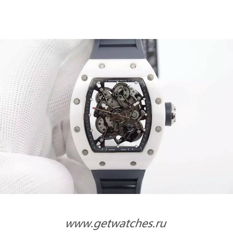 NEW Replica Richard Mille RM55 White Ceramic Gray Skeleton Dial M8215