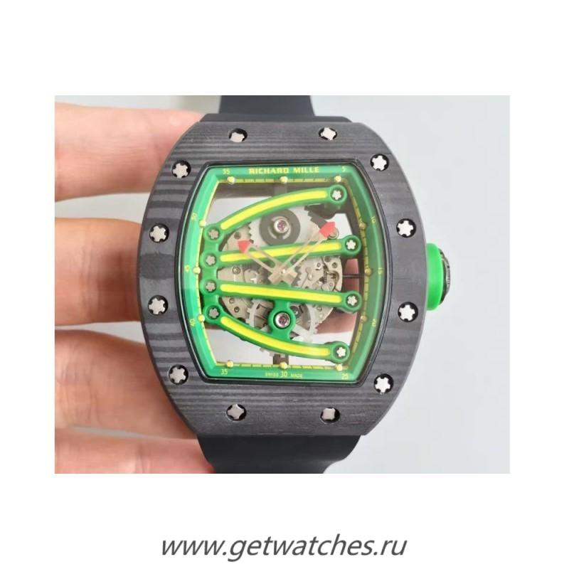Perfect Replica Richard Mille RM59-01A Forged Carbon Green Skeleton Dial M6T51