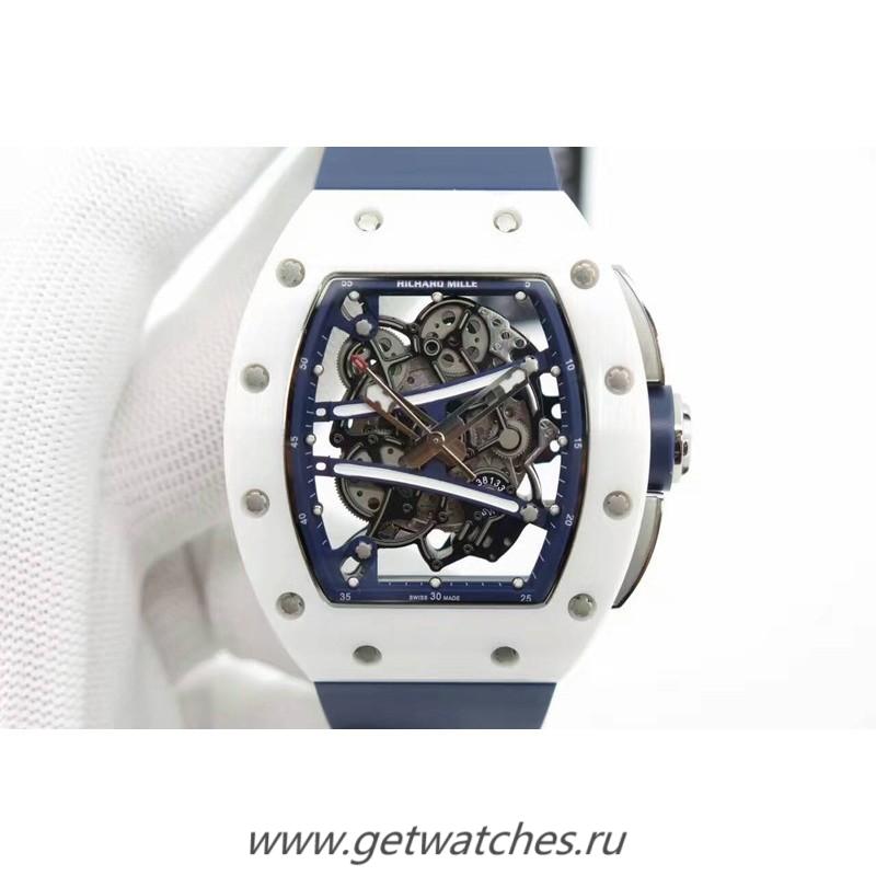 Replica Richard Mille RM59-01M White Ceramic Blue Skeleton Dial M8215